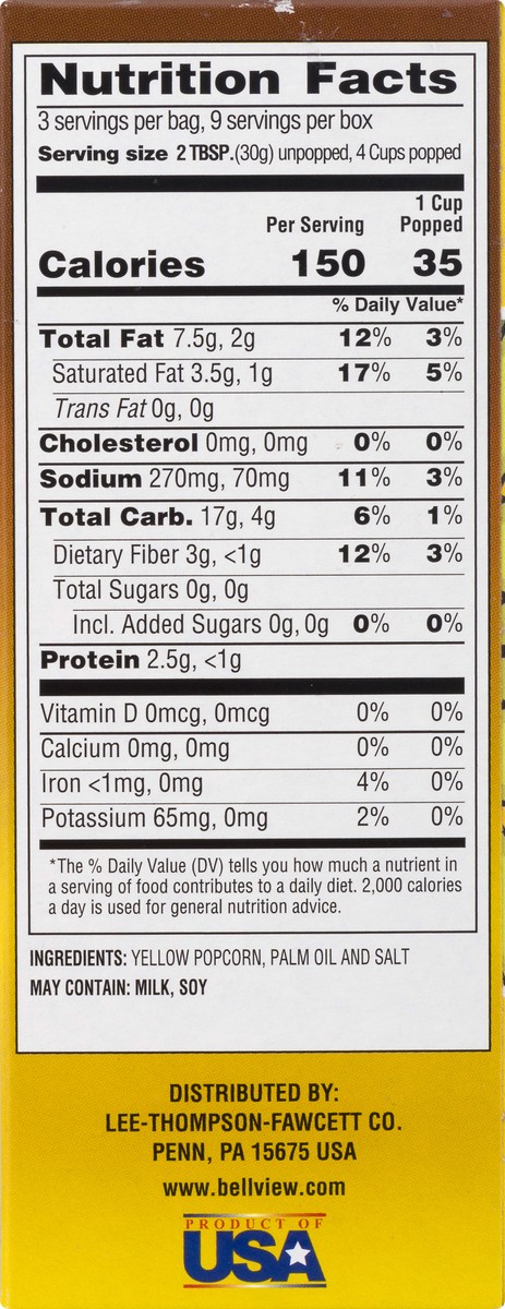 slide 5 of 13, Bell-View Pop Perfect! Gourmet Natural Natural Microwave Popcorn 3 ea, 3 ct
