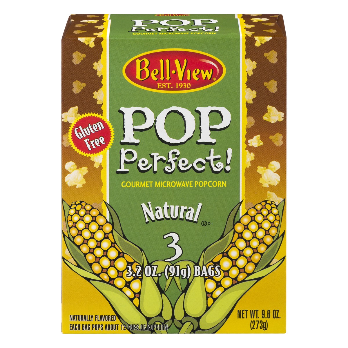 slide 1 of 13, Bell-View Pop Perfect! Gourmet Natural Natural Microwave Popcorn 3 ea, 3 ct