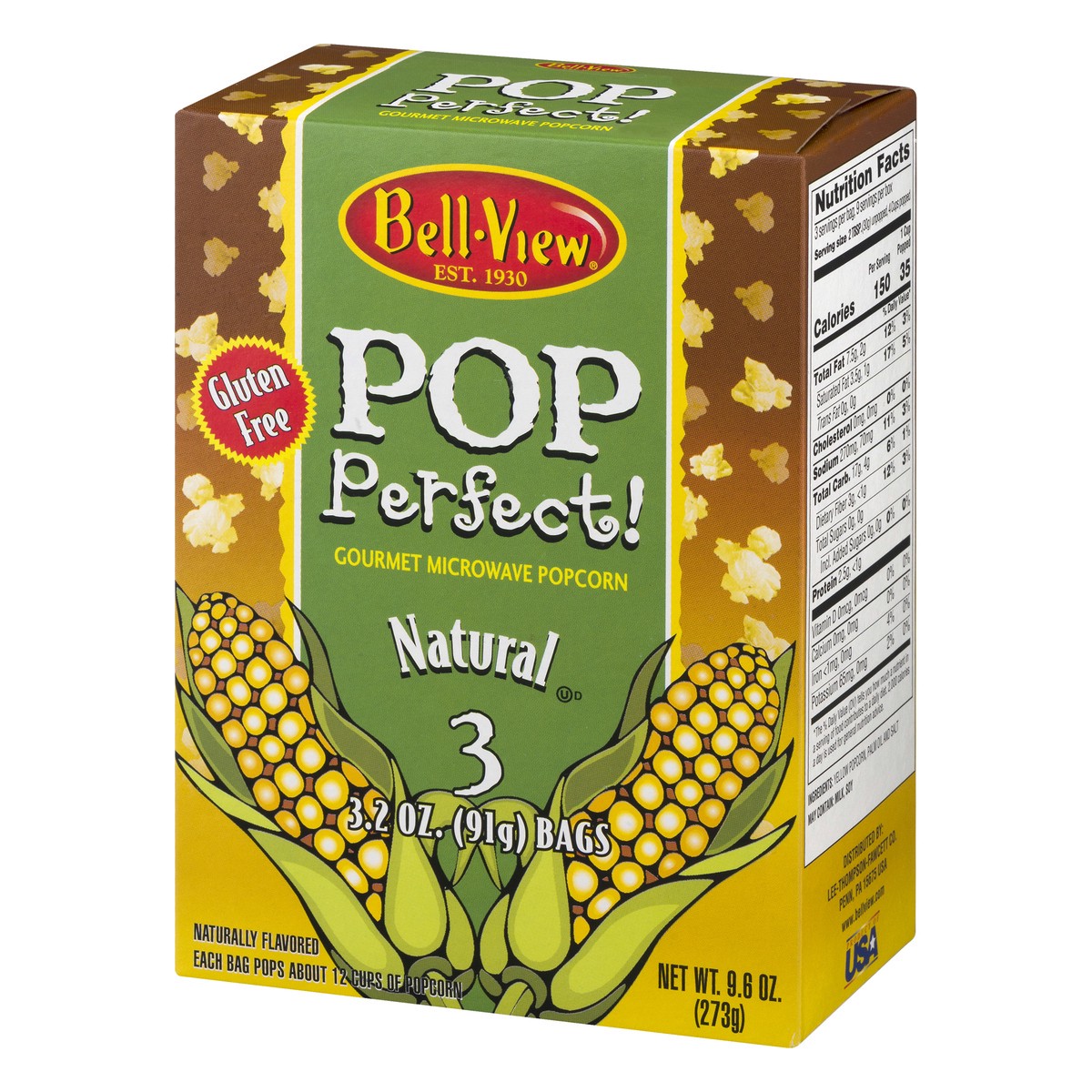 slide 10 of 13, Bell-View Pop Perfect! Gourmet Natural Natural Microwave Popcorn 3 ea, 3 ct