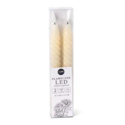 Core Home Flameless LED Twisted Taper Wax Candles - Cream