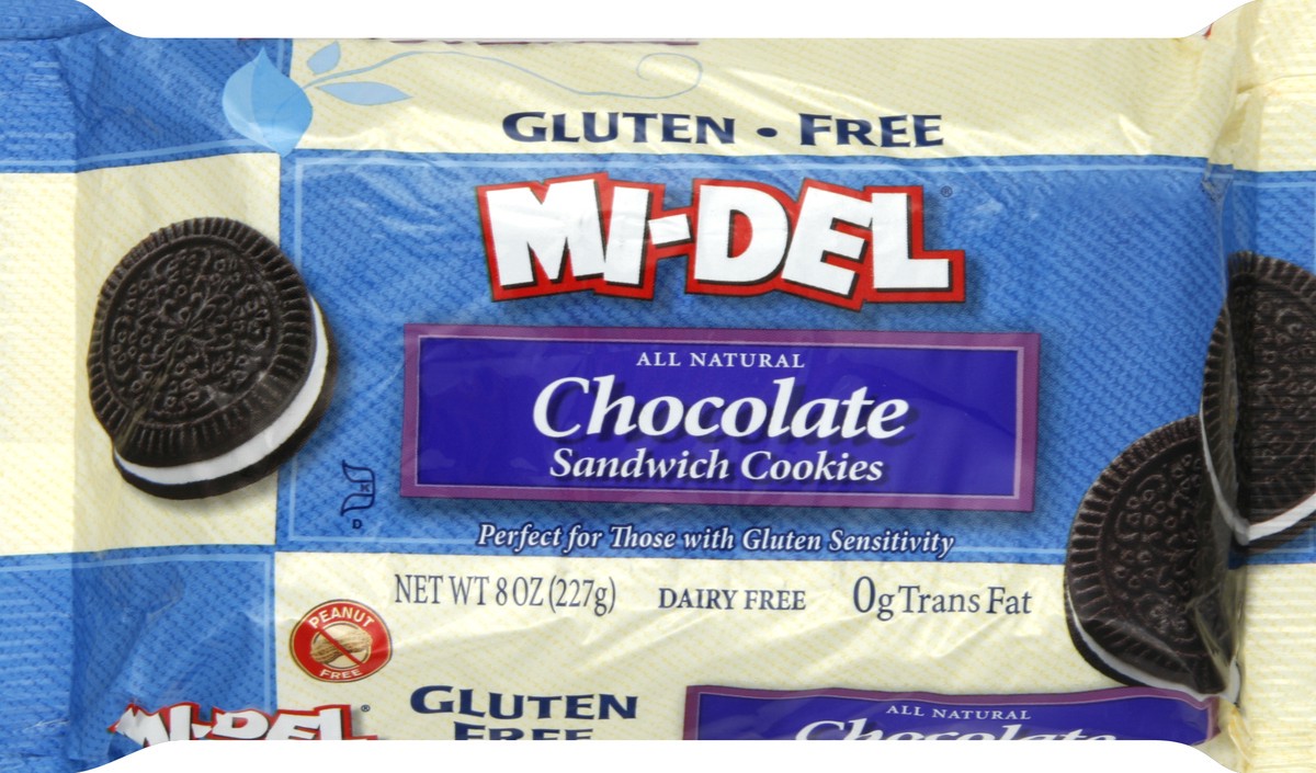 slide 3 of 5, MI-Del Gluten Free Chocolate Sandwich Cookies, 8 oz