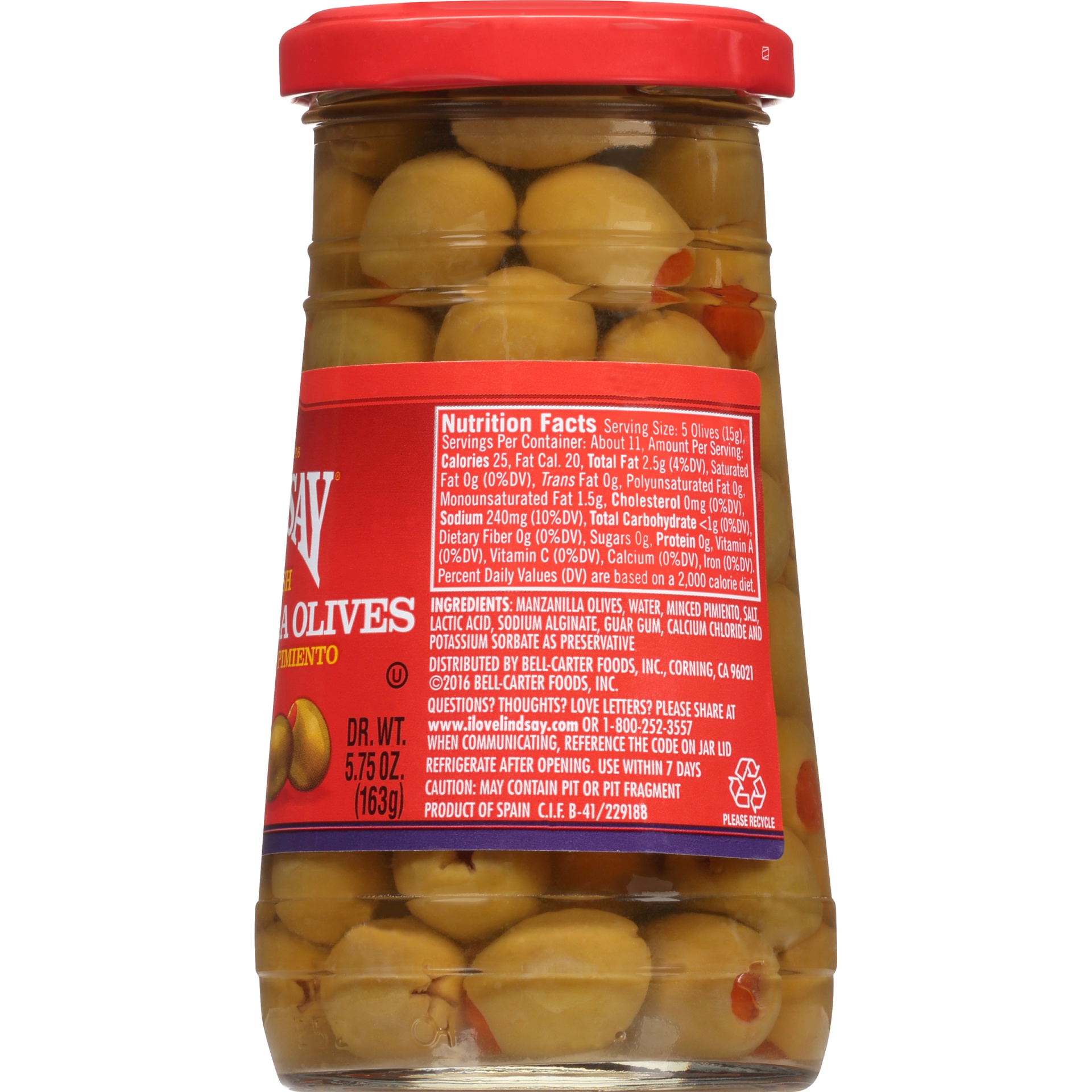 Lindsay Spanish Manzanilla Pimiento Stuffed Olives 5.75 oz Shipt