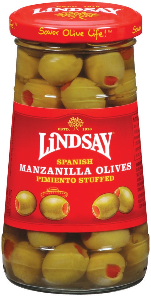 slide 1 of 7, Lindsay Spanish Manzanilla Pimiento Stuffed Olives, 5.75 oz