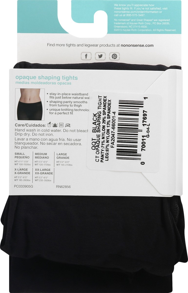 slide 8 of 10, No Nonsense Great Shapes Opaque Extra Large Black Shaping Tights 1 ea, 1 ct