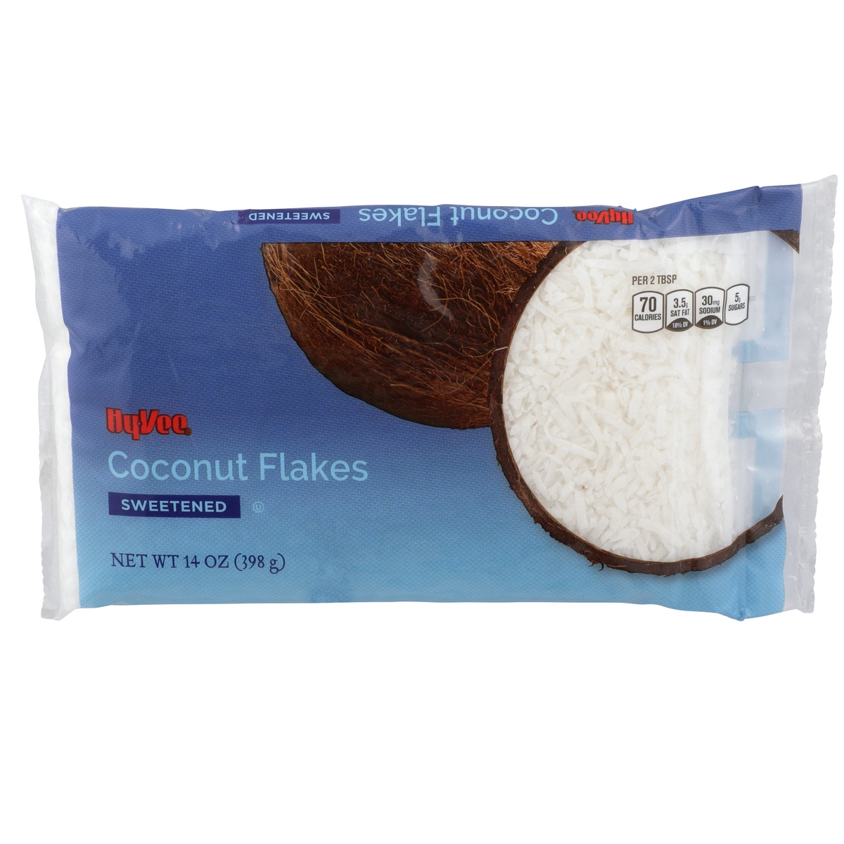 slide 1 of 1, Hy-vee Sweetened Coconut Flakes, 14 oz