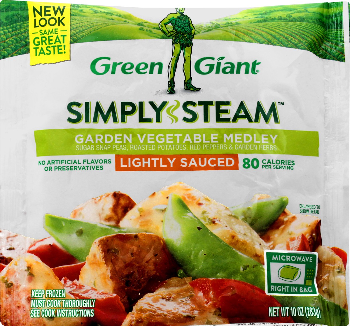 slide 4 of 10, Green Giant Simply Steam Lightly Sauced Garden Vegetable Medley 10 oz, 12 oz