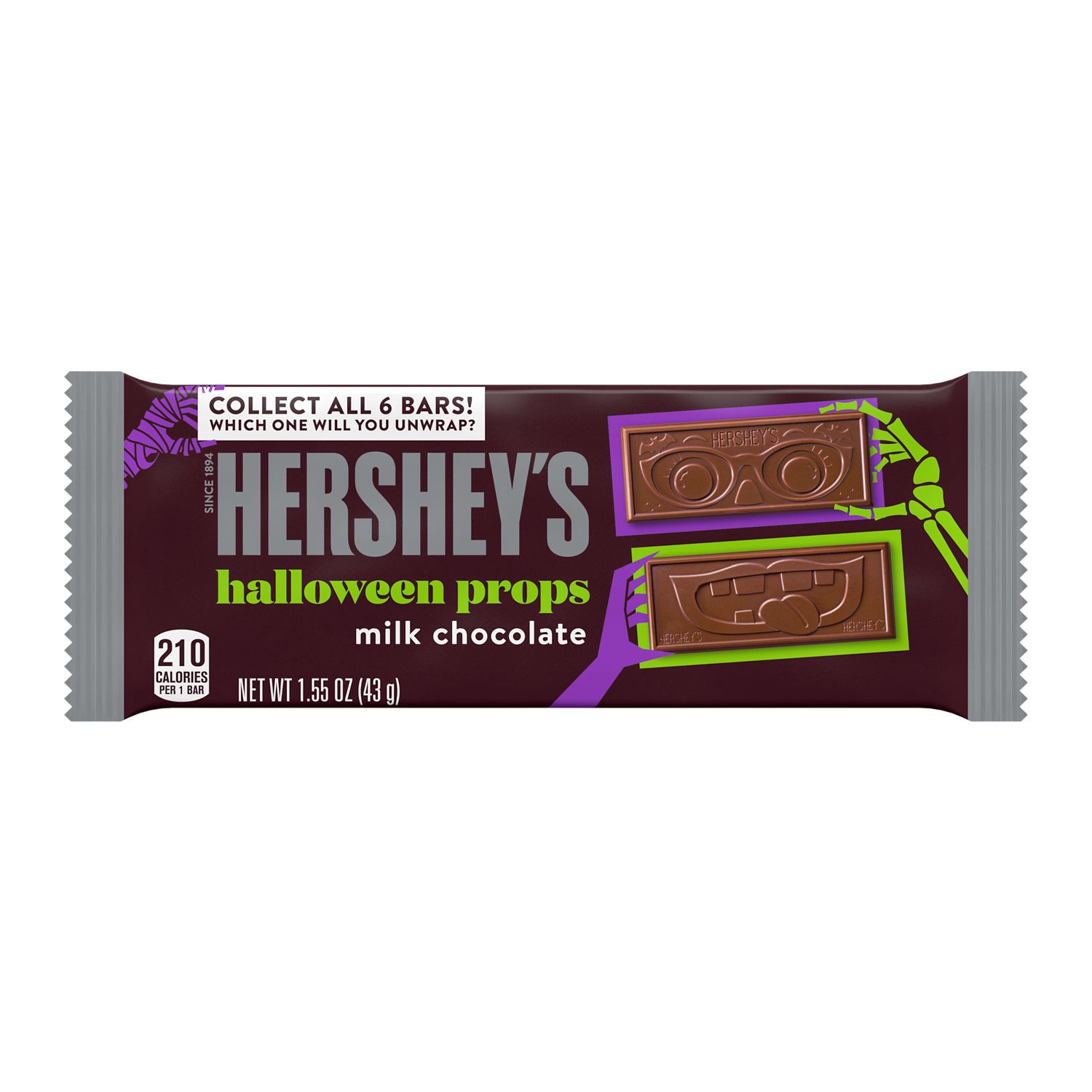 slide 1 of 5, Hershey's Halloween Props Milk Chocolate Candy, Halloween, 1.55 oz, Bar, 1.55 oz
