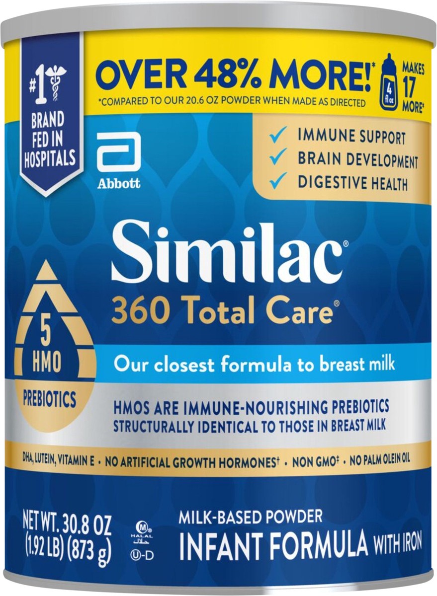 slide 4 of 10, Similac 360 Total Care Milk-Based Powder Infant Formula with Iron 30.8 fl oz, 30.80 fl oz