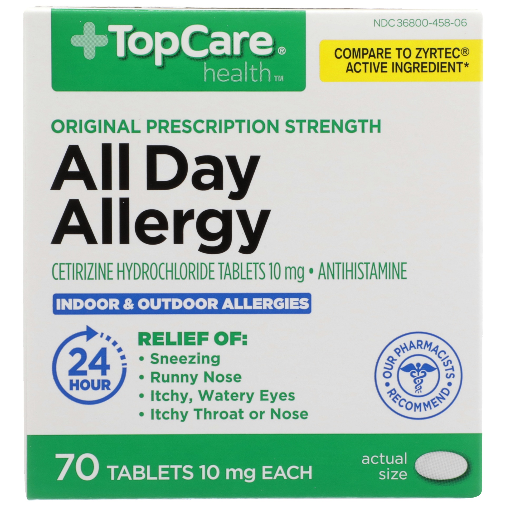 slide 1 of 6, TopCare All Day Allergy Tablets, 70 ct