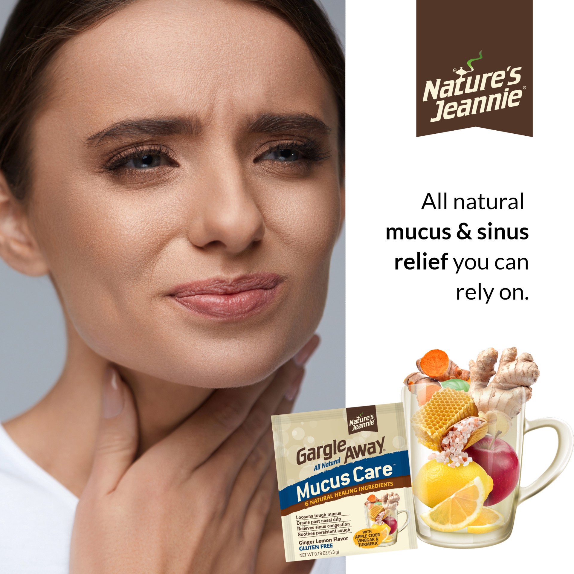 slide 3 of 4, Nature's Jeannie Gargle Away Natural Mucus Care Packets, Ginger Lemon Flavor, 1.12 oz, 6 ct