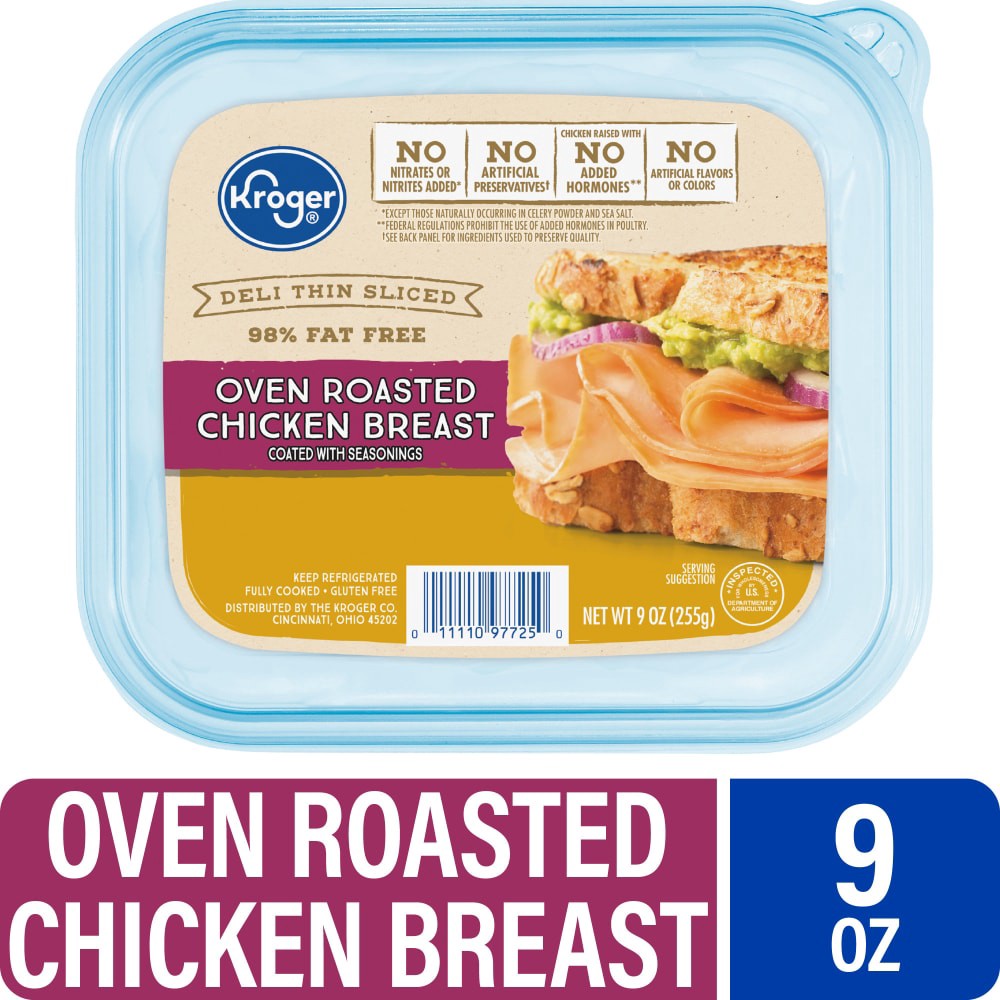slide 1 of 5, Kroger Deli Thin Sliced Oven Roasted Chicken Breast, 9 oz