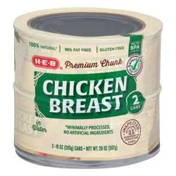 H-E-B Premium Chunk Chicken Breast in Water, 2 Pack