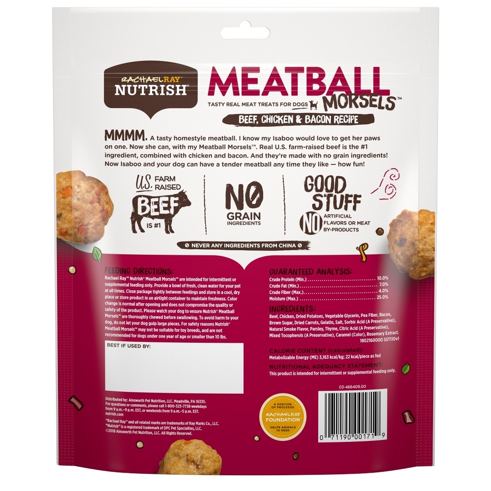 Rachael Ray Nutrish Meatball Morsels Beef Chicken & Bacon Recipe Dog Treats 12 oz | Shipt