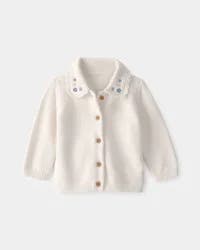 Oshkosh Baby Girl Floral Button-Up Cardigan Sweater - Ivory - 18M