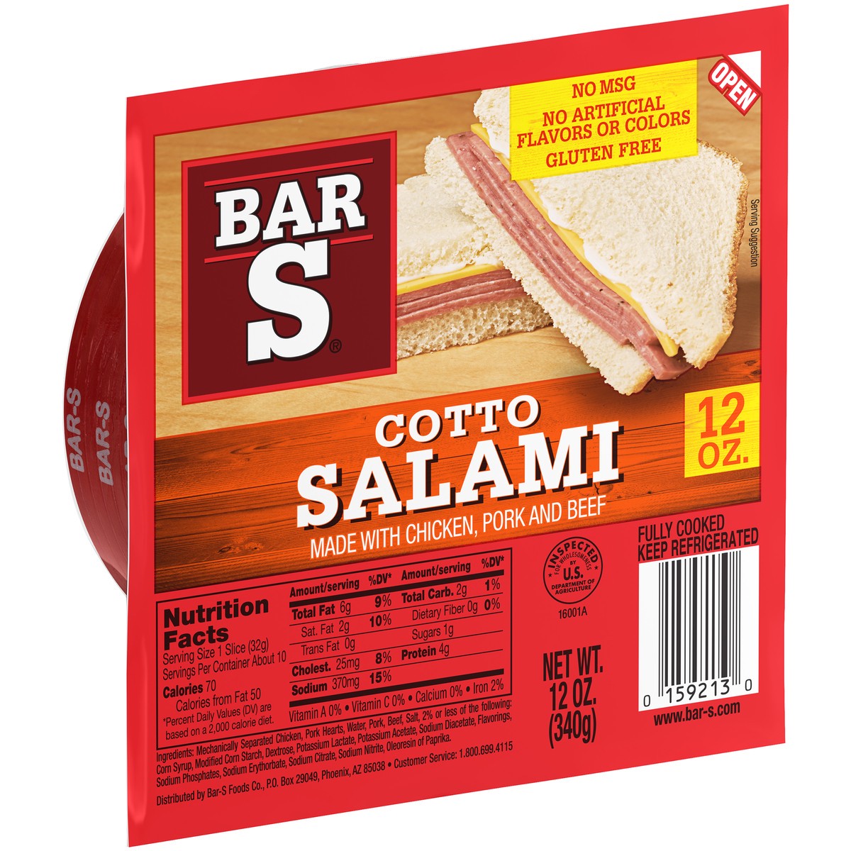 slide 9 of 14, Bar-S Cotto Salami 12 oz. Pack, 12 oz