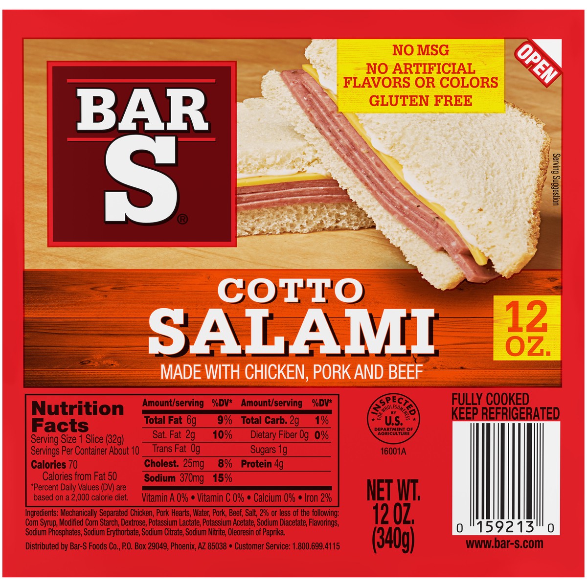 slide 3 of 14, Bar-S Cotto Salami 12 oz. Pack, 12 oz