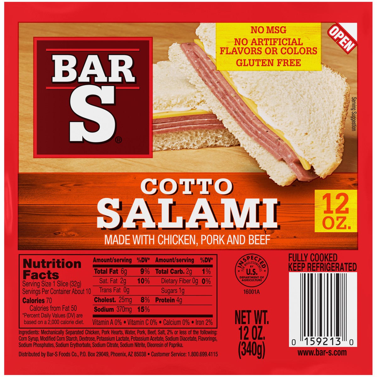 slide 2 of 14, Bar-S Cotto Salami 12 oz. Pack, 12 oz