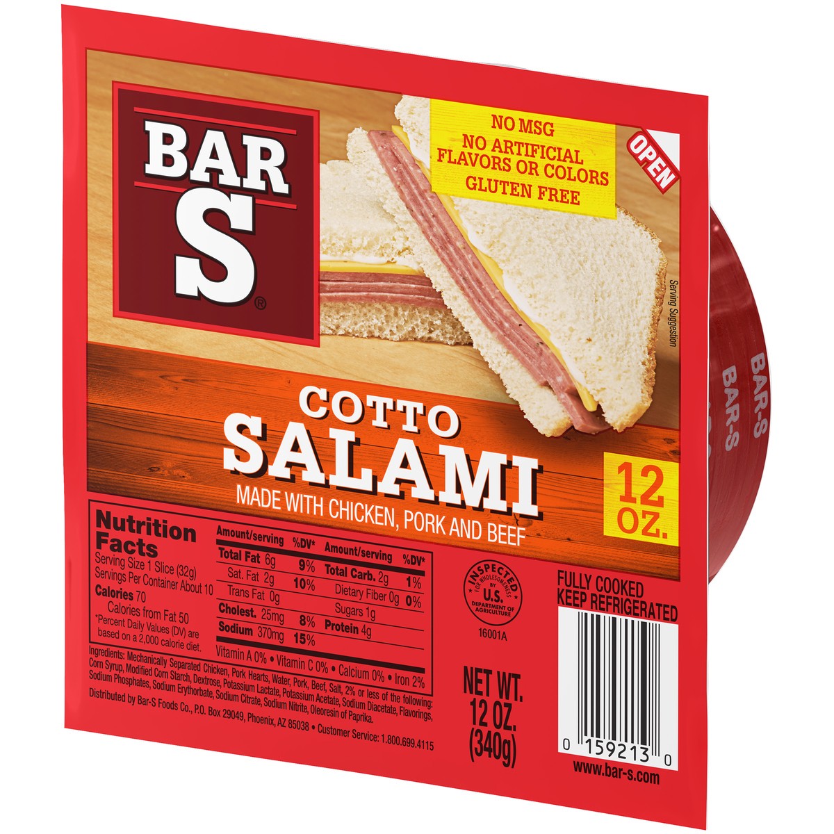 slide 4 of 14, Bar-S Cotto Salami 12 oz. Pack, 12 oz