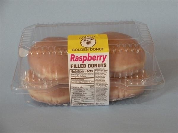 slide 1 of 1, Golden Donut Glazed Raspberry Jelly Filled Donuts, 4 ct