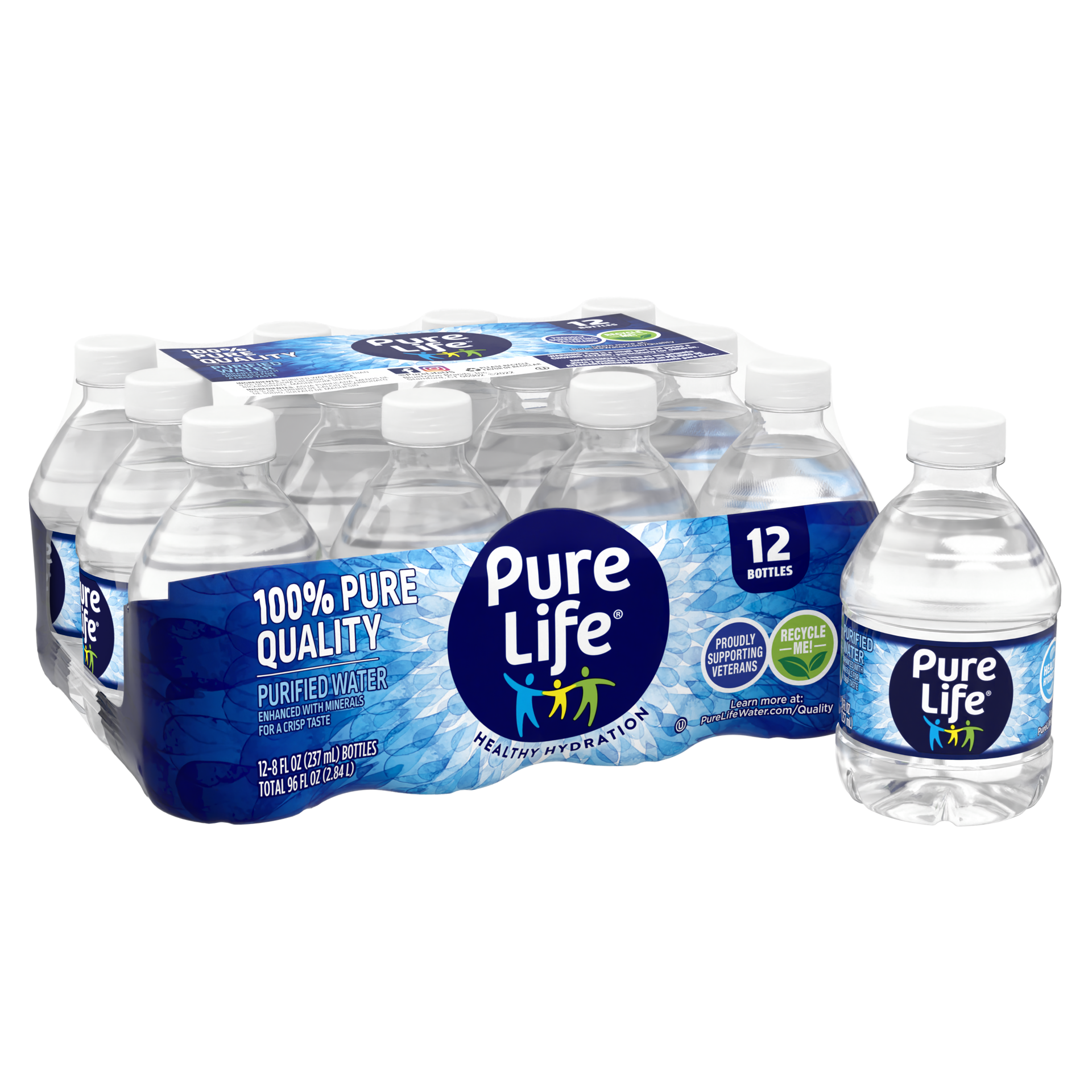 slide 3 of 5, Pure Life Purified Water, 8 Fl Oz, Plastic Bottled Water (12 Pack), 12 ct