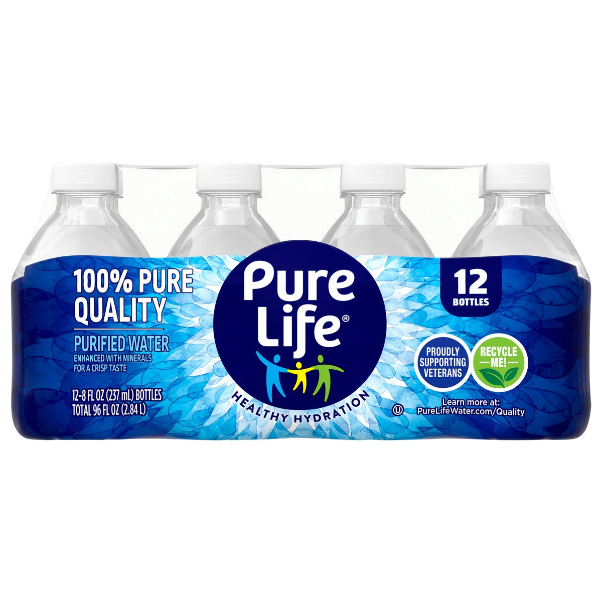 slide 1 of 5, Pure Life Purified Water, 8 Fl Oz, Plastic Bottled Water (12 Pack), 12 ct