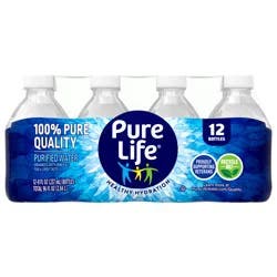 Pure Life Purified Water, 8 Fl Oz, Plastic Bottled Water (12 Pack)