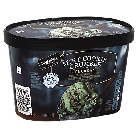 slide 1 of 1, Signature Select Ice Cream Mint Chocolate Cookie Crumble, 1.5 qt