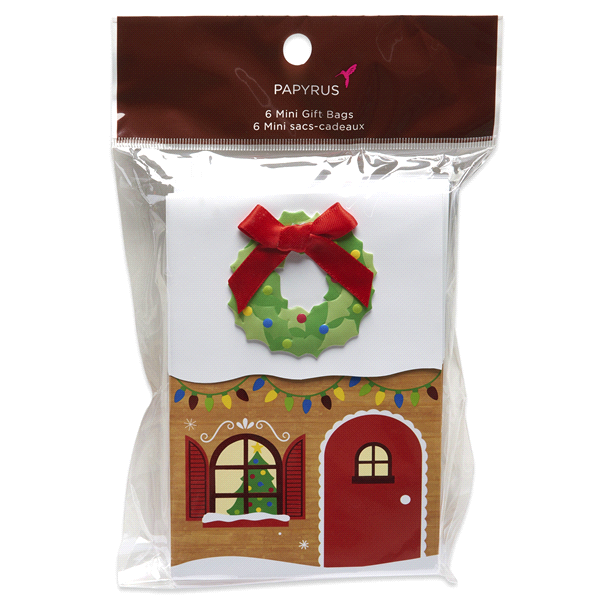 slide 1 of 2, Papyrus Holiday House Mini Treat Bags, 1 ct