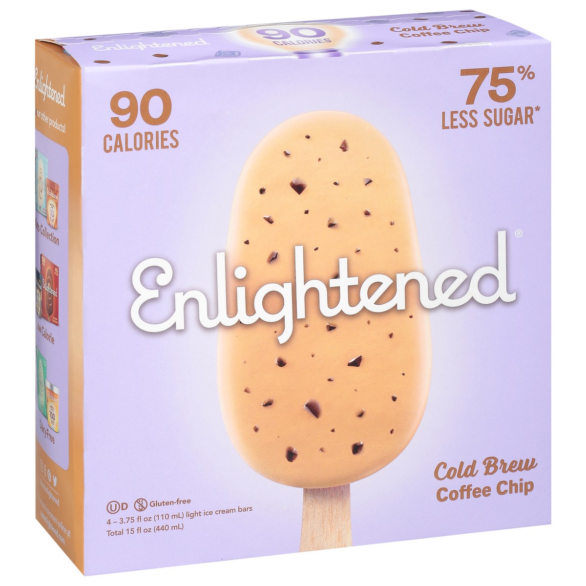 slide 9 of 9, Enlightened Cold Brew Coffee Chip Ice Cream Bars 4 3.75 fl oz Box, 4 ct