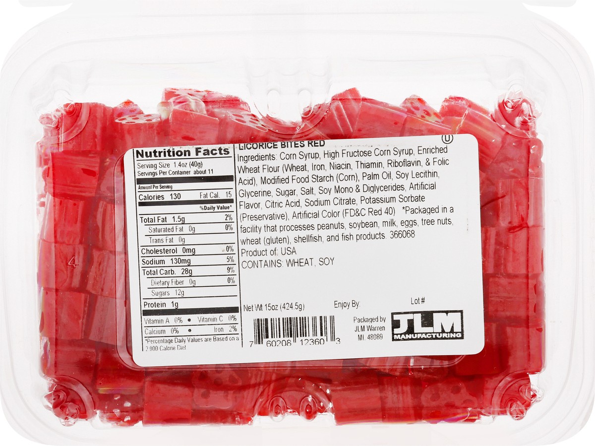 slide 9 of 13, JLM Tub Red Licorice Bites 15 oz, 15 oz