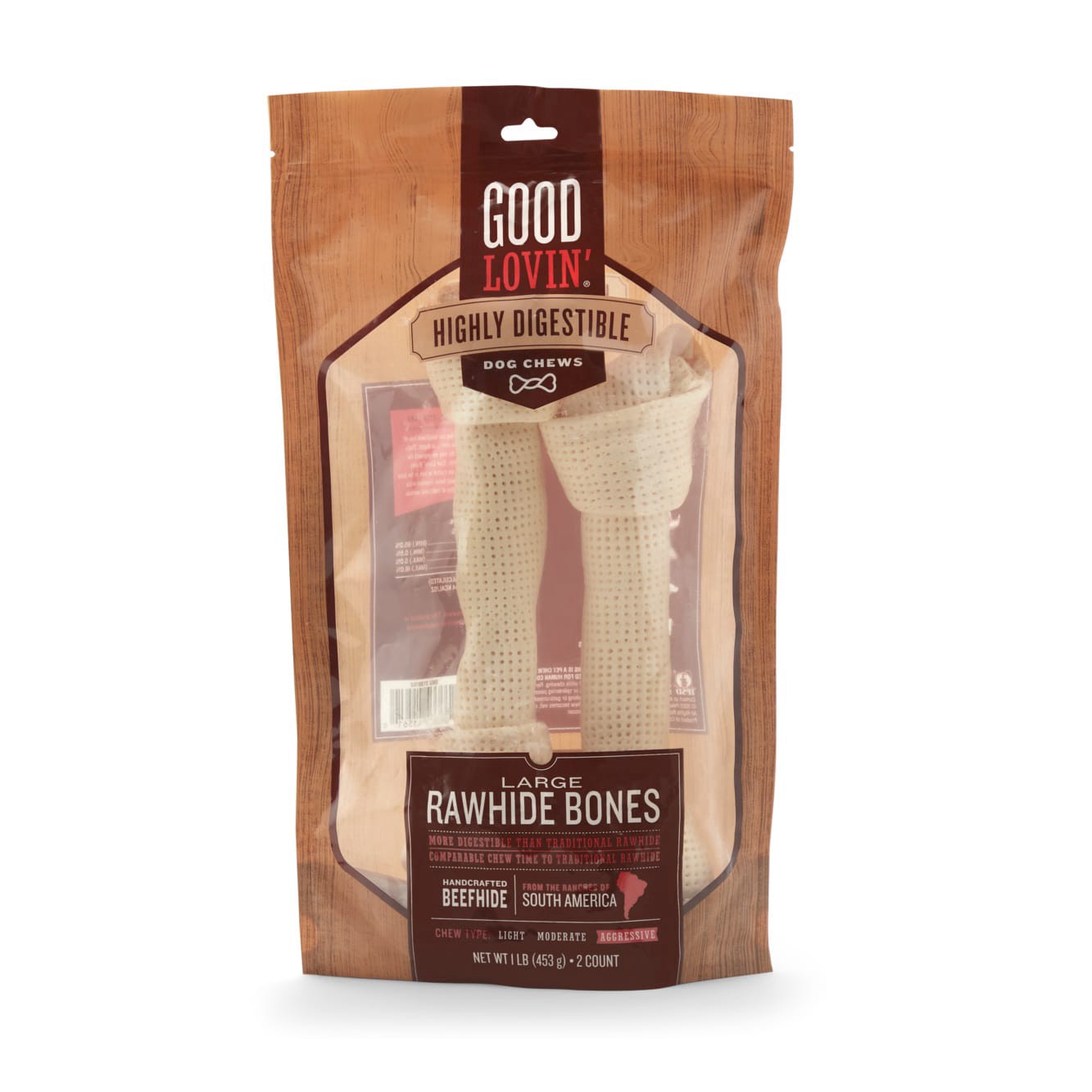 slide 1 of 1, Good Lovin' Highly Digestible Rawhide Bones for Dogs, 16 oz., Count of 2, 1 ct