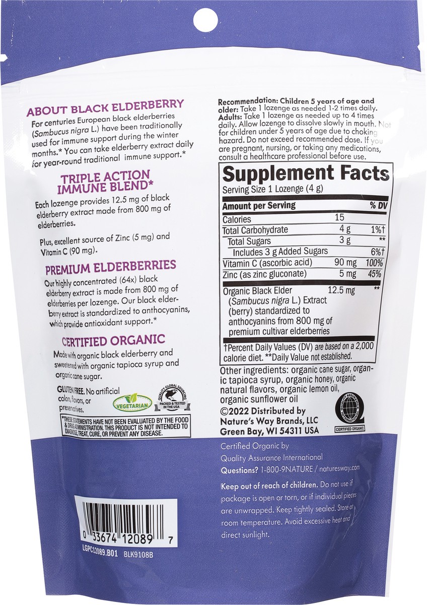 slide 7 of 9, Nature's Way Elderberry Honey Lemon Immune Lozenges 24 Lozenges, 24 fl oz