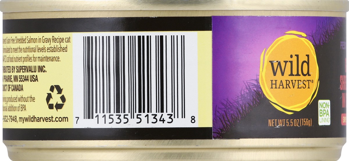 slide 5 of 7, Wild Harvest Cat Food, Premium, Grain Free, Shredded Salmon in Gravy Recipe, 5.5 Ounce, 5.5 oz