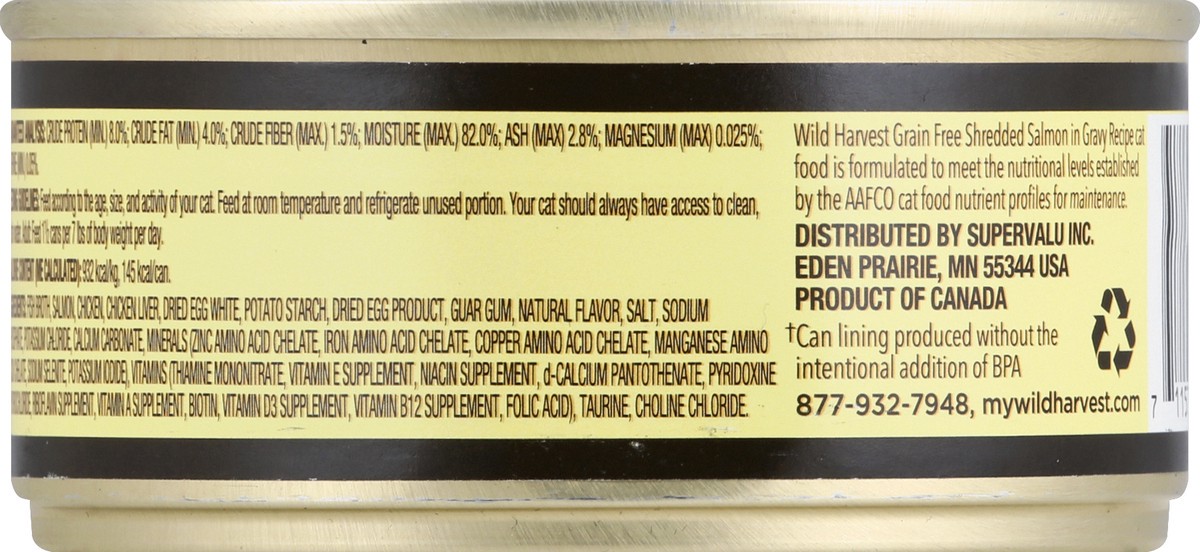 slide 2 of 7, Wild Harvest Cat Food, Premium, Grain Free, Shredded Salmon in Gravy Recipe, 5.5 Ounce, 5.5 oz