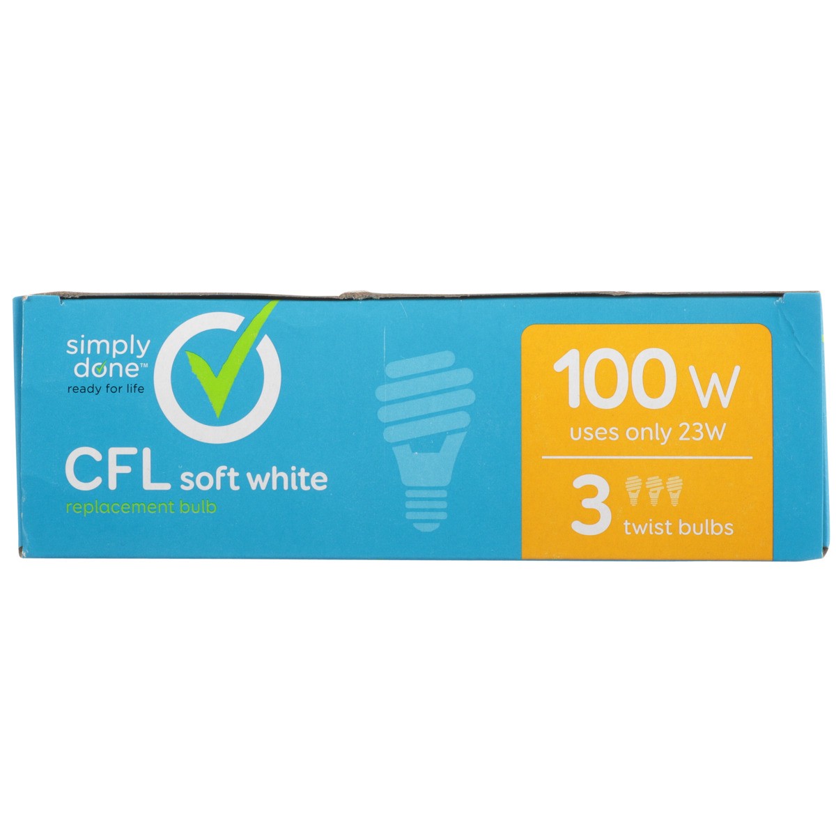 slide 3 of 8, Simply Done Light Bulbs, Replacement, CFL, Soft White, 23 Watts, 3 ct