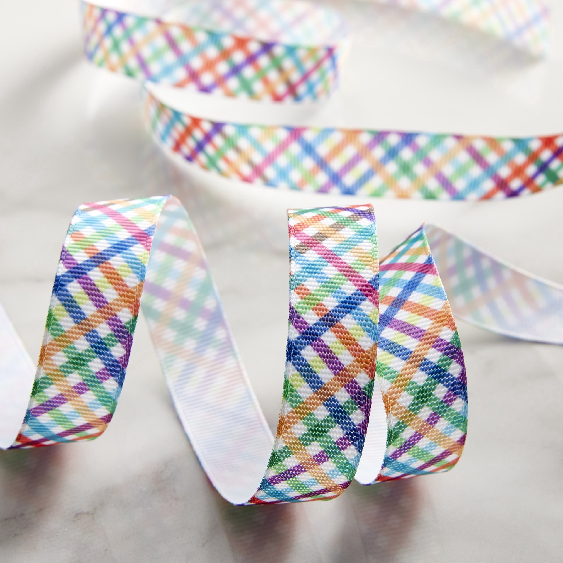 slide 4 of 4, 5/8'' X 7 Yd. Rainbow Plaid Ribbon By Celebrate It, 0.625 in x 7 yd