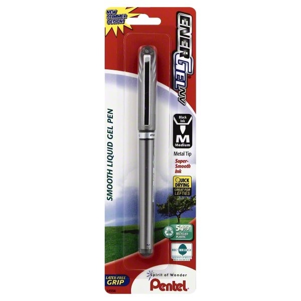 slide 1 of 2, Pentel Energel Metal Tip Black, 1 ct