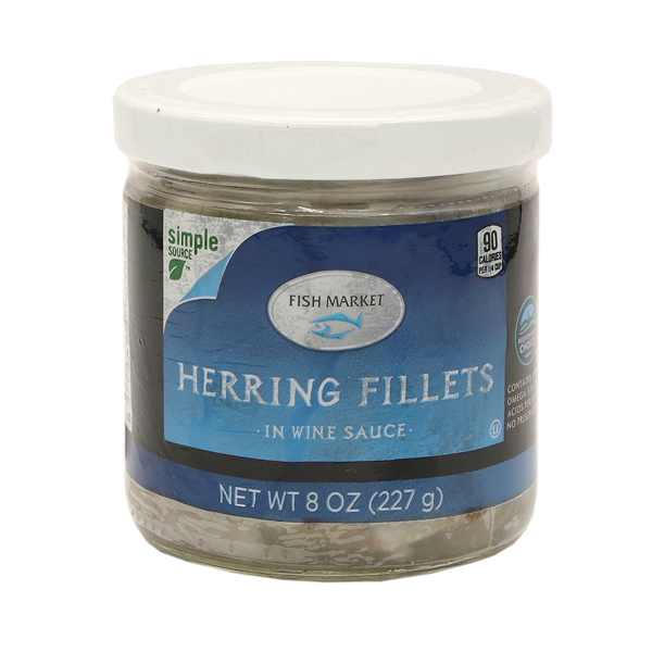 slide 1 of 1, Hy-vee Fish Market Herring Fillets In Wine Sauce, 8 oz