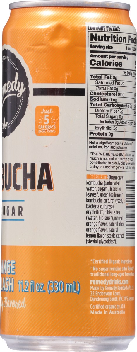slide 7 of 9, Remedy No Sugar Orange Splash Kombucha 11.2 fl oz, 11.2 oz