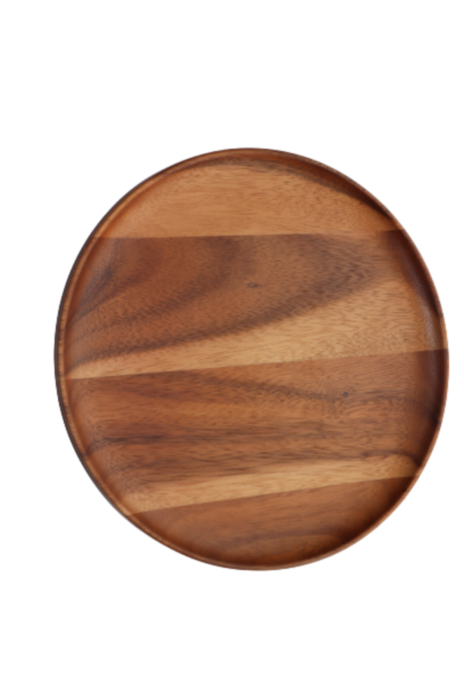 slide 1 of 1, Dash Of That Acacia Wood Round Plate, 12 in