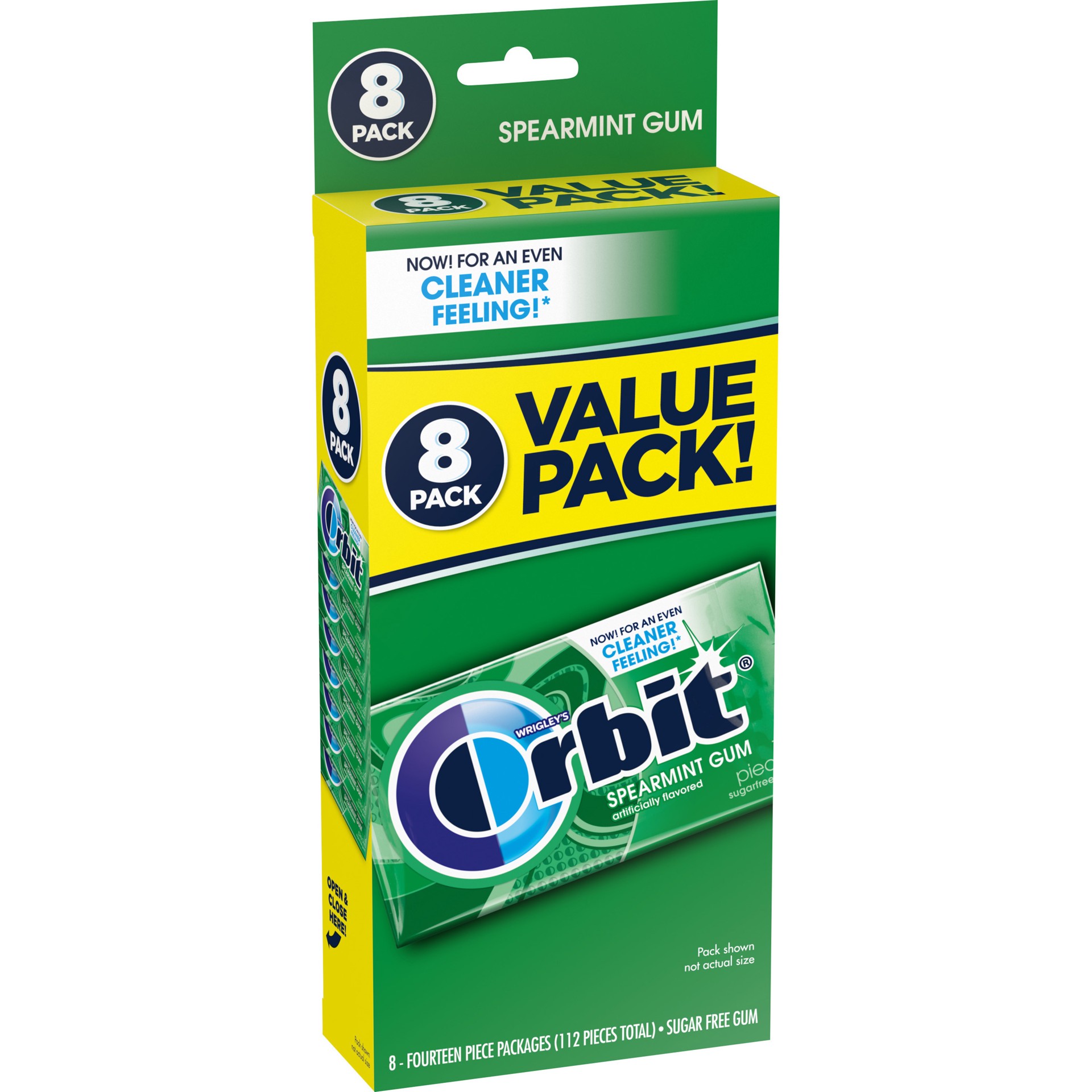 slide 1 of 8, ORBIT Gum Spearmint Sugar Free Chewing Gum Bulk Pack, 14 Piece (Pack of 8), 112 pc