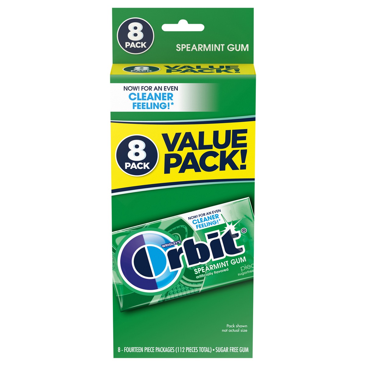 slide 1 of 8, ORBIT Gum Spearmint Sugar Free Chewing Gum Bulk Pack, 14 Piece (Pack of 8), 112 pc