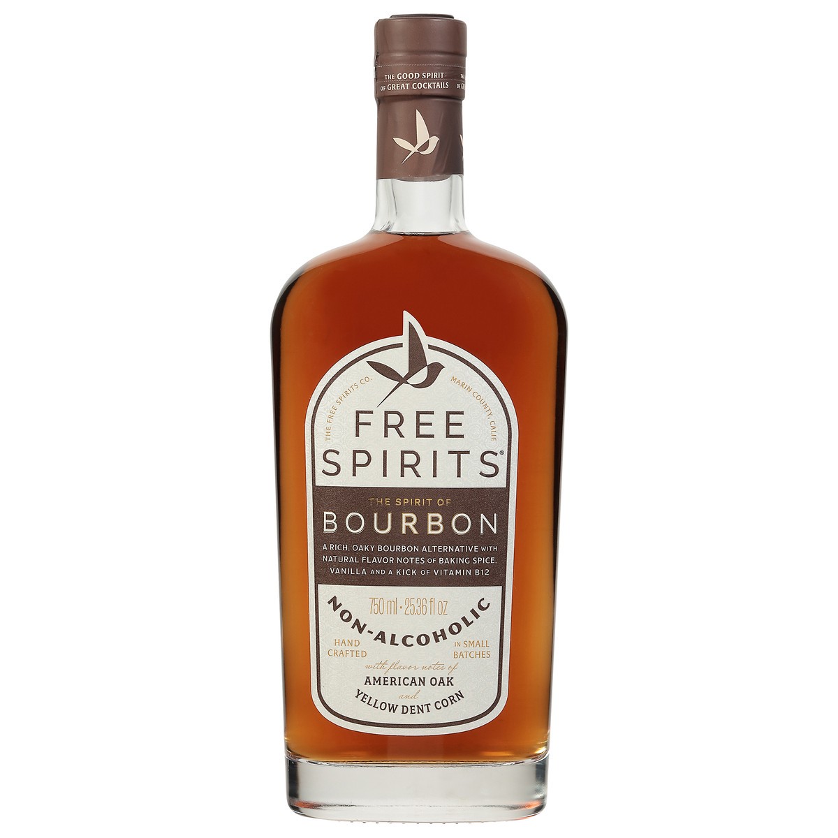 slide 1 of 9, Free Spirits Non-Alcoholic American Oak and Yellow Dent Corn Bourbon 25.36 fl oz, 25.36 fl oz