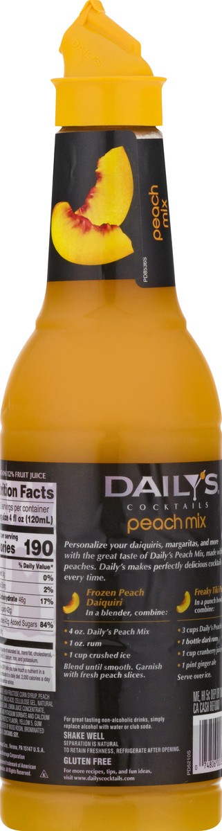 slide 6 of 13, Daily's Peach Cocktail Mix, 1 L Bottle, 33.8 oz