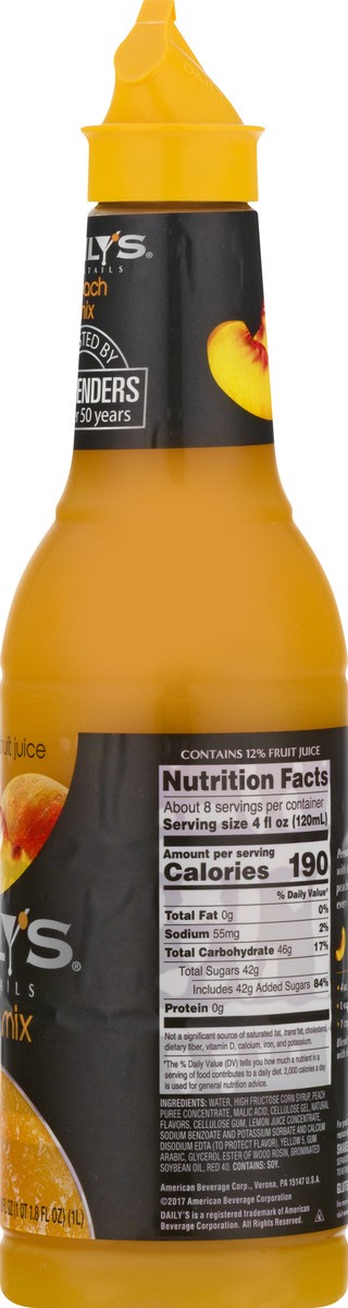 slide 8 of 13, Daily's Peach Cocktail Mix, 1 L Bottle, 33.8 oz