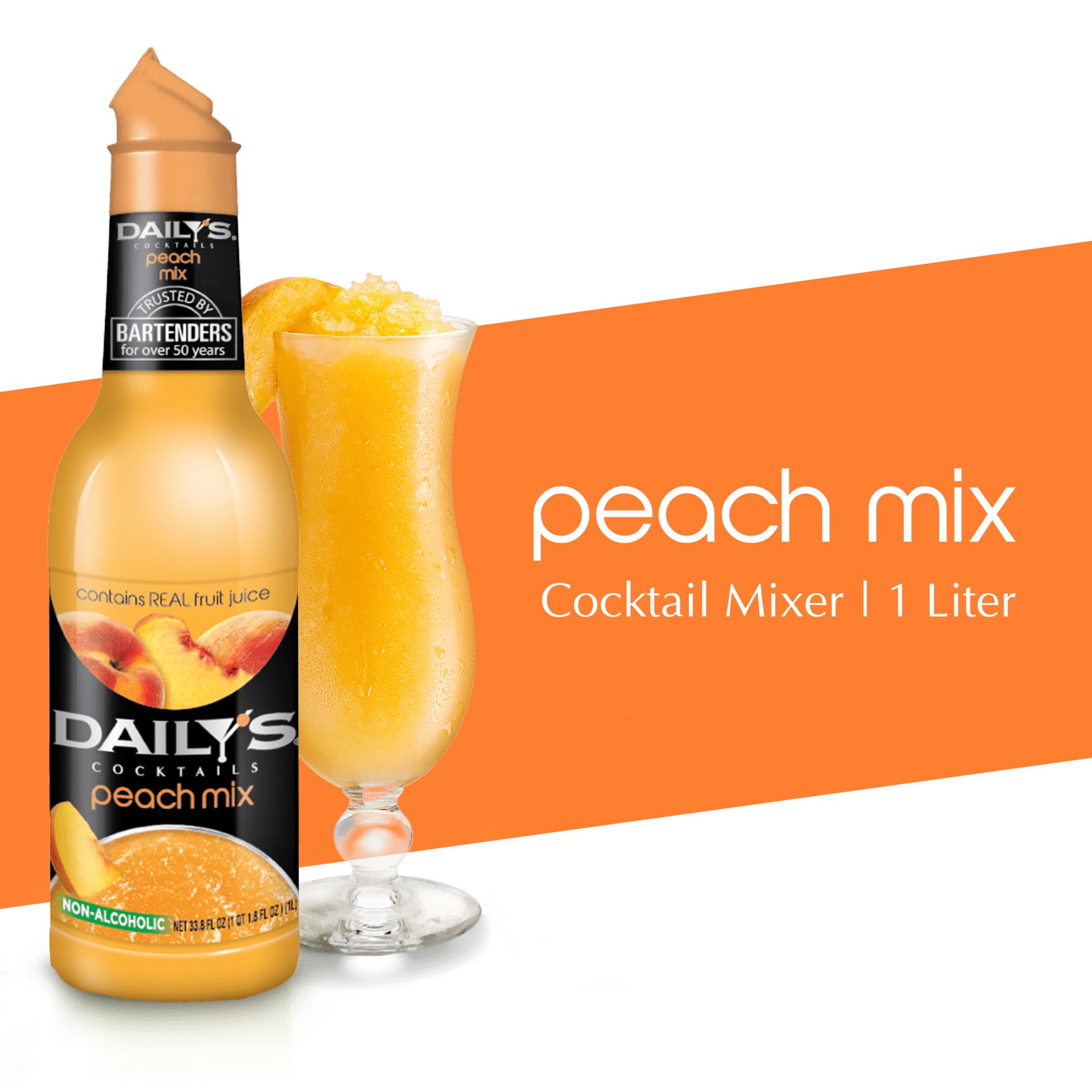 slide 1 of 13, Daily's Peach Cocktail Mix, 1 L Bottle, 33.8 oz