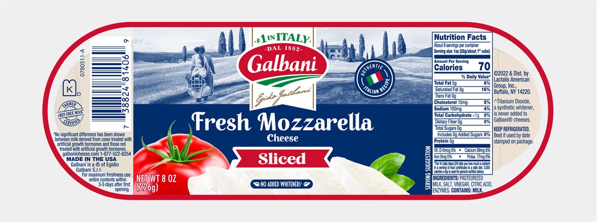 slide 7 of 9, Galbani Mozzarella Logs Sliced Cheese, 1 ct