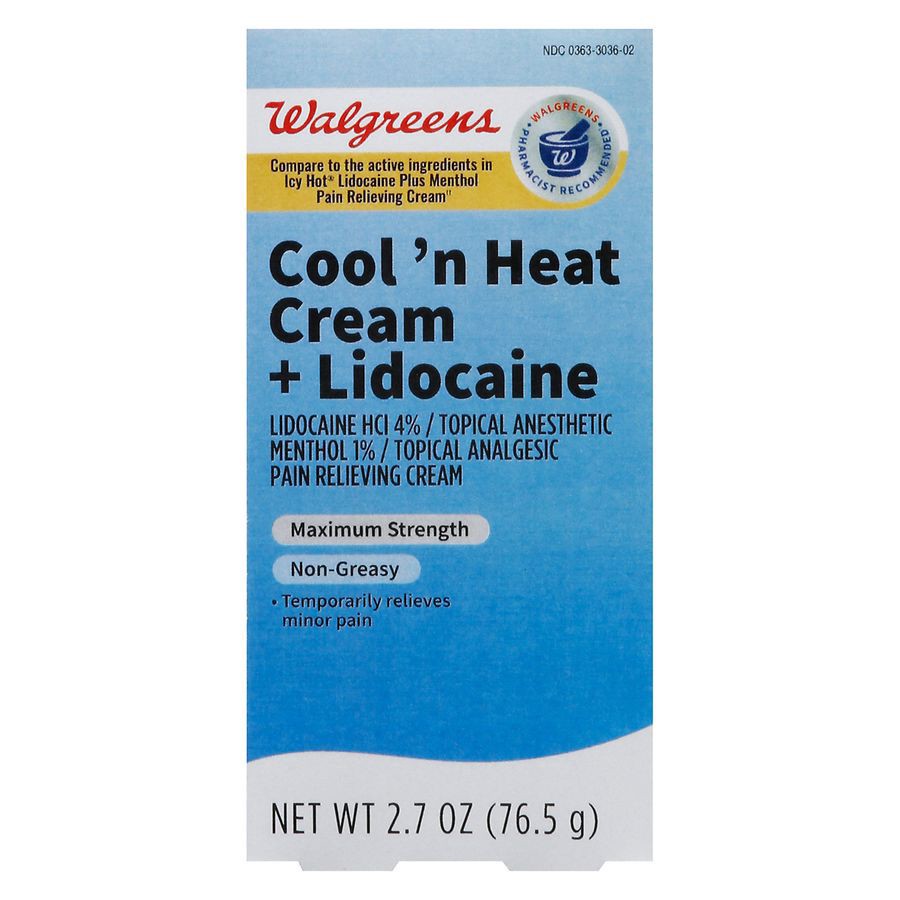 slide 1 of 5, Walgreens Cool n Heat Cream+ Lidocaine, 2.7 fl oz