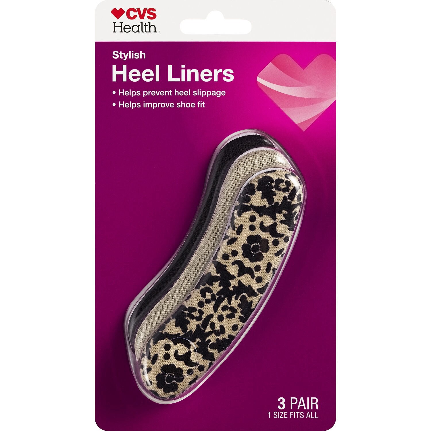 slide 1 of 1, CVS Health Fashn Heel Liners, 1 ct