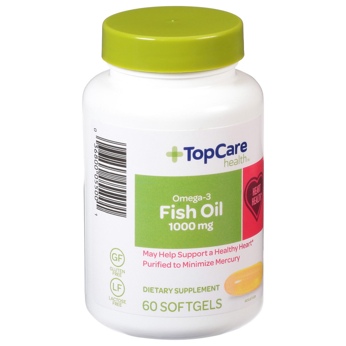 slide 2 of 10, TopCare Omega-3 Fish Oil, 60 ct; 1000 mg